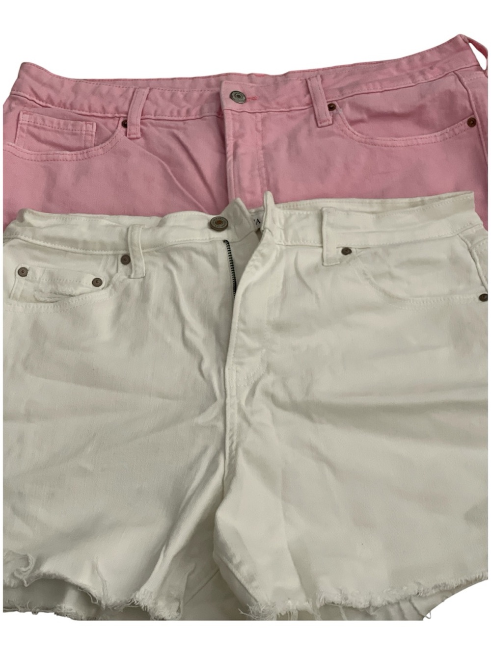 Pink and White womens Denim Shorts - Unbranded